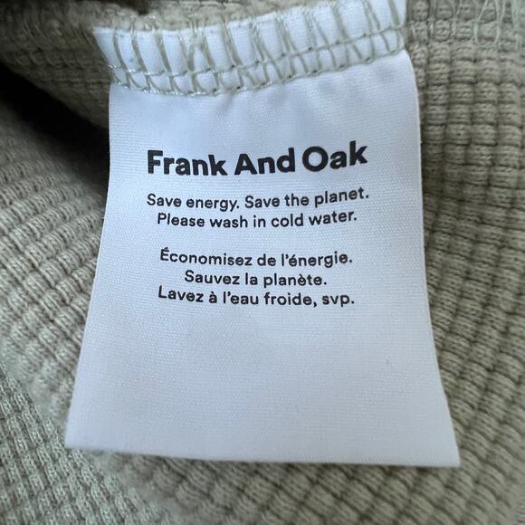 Frank and Oak Women's Light Green Waffle Knit Organic Cotton Sweatshirt Size M - Picture 6 of 14